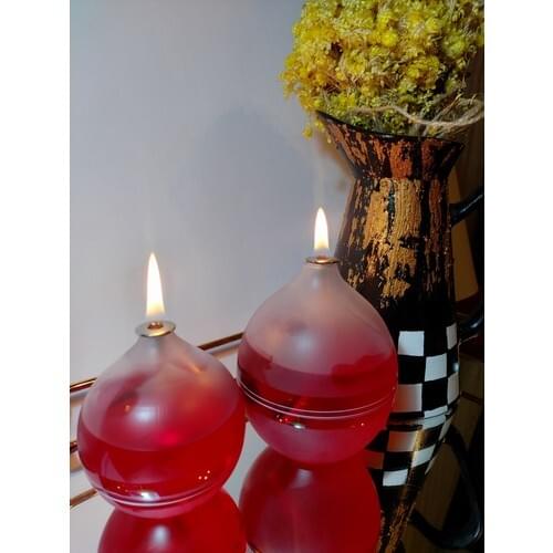 Viyale Store Frosted Moire Globe Glass Oil Lamp Dual Set