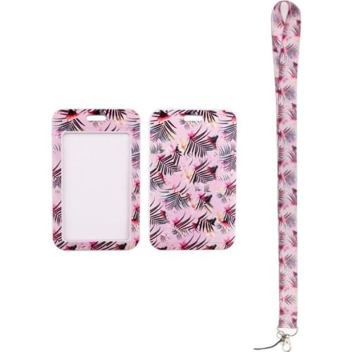 MD646 DMLSKY Cartoon Leaves Lanyard Keychain keys Badge ID Mobile Phone Rope Kids Gifts Lanyard With Card Holder Cover