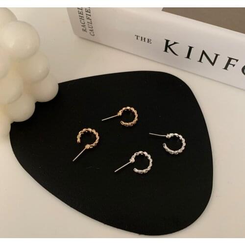 Trendy Hollow Chain Small Hoop Earrings Simple C Shape Circle Statement Earrings Gold Silver Metal Geometric Fashion Jewelry
