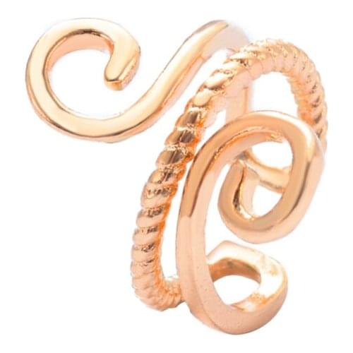 Fashion No Piercing Fake Cartilage Earring Rose Gold White Braided Twisted Copper Ear Cuff Clip Earrings For Women