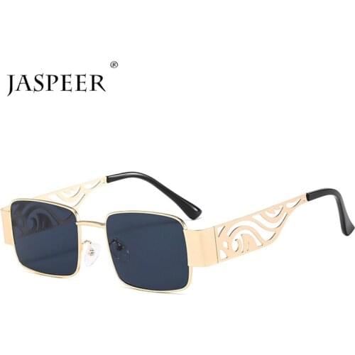 JASPEER Steampunk Sunglasses Men Square Gradient Sun Glasses For Men Goggle Shades UV400 Driving Male Metal Punk Eyewear