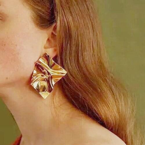 2020 New Trendy Irregular Geometric Earrings for Women Personality Metal Golden Color Dangle Earrings Female Jewellery