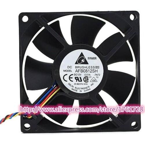 New and original Delta 8025 8cm fan AFB0812SH 12V 0.51A 4wires, in stock