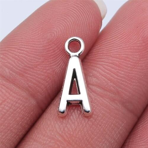 WYSIWYG 26pcs 16mm Alphabet A-Z Letters Charms Antique Silver Color Pendants Making DIY Handmade Tibetan Finding Jewelry