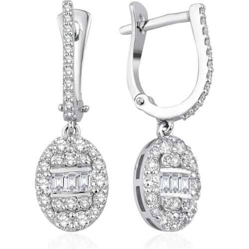 Symbol Gold 0.85 Carat Diamond Baguette Earring Piece Jewelry Rope Chain Charm Earring Jacket Bead Figure For Women