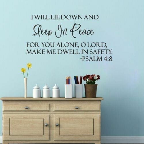 DIY Vinyl Quote Sleep In Peace Bible Verse Wall stickers Words Decal Christian Wall Decor for Home Decor Accessories