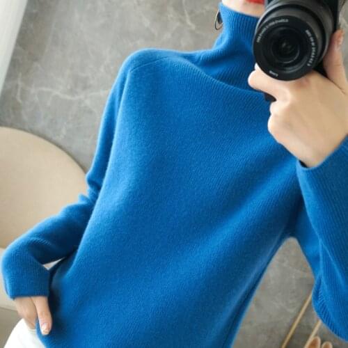 100% Wool Knitting Women Sweaters Winter Warm Turtleneck 6Colours Long Sleeve Soft Pullovers Yuanbaozhen Ladies Jumpers