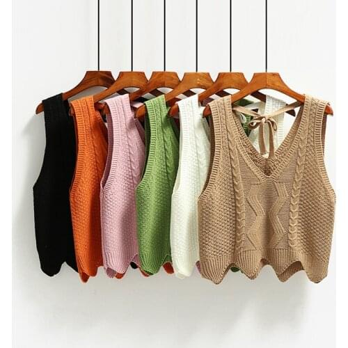 Vest Women Solid Short Loose Trendy Korean Style Sleeveless Knitted V-Neck All-match Female Coats Simple Leisure Outwear Chic