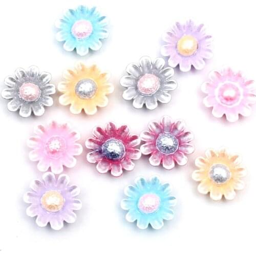 100Pcs Mixed Flower Paint Resin Crafts Christmas Decoration Flatback Cabochon Embellishment For Scrapbook DIY Accessories 12mm