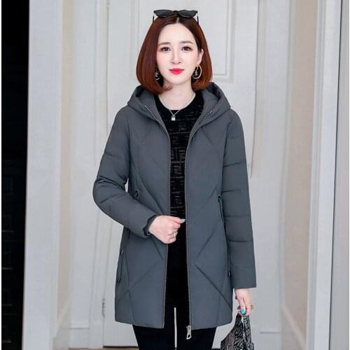 2021 Hooded Casual Women Winter Thick Jacket Solid Warm Cotton Padded Coat Outwear Female Slim Quilted Zipper Parkas for Ladies