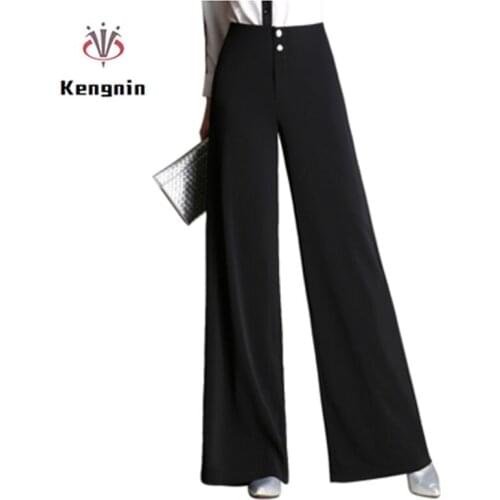 2021 Spring Autumn European Style Casual Women Trousers Wide Leg Pants Zipper Pockets Ladies Cotton Capris Plus Size 4XL KN06