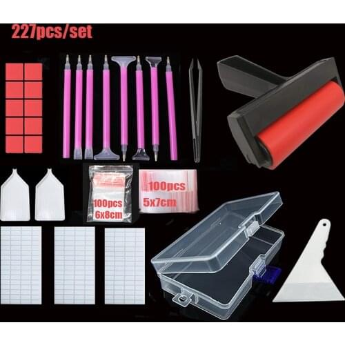 227pcs/lot Diamond Painting Tool Point Drill Pen bag Roller Diamond Embroidery Accessory Diamond Painting Cross Stitch Tool Kits