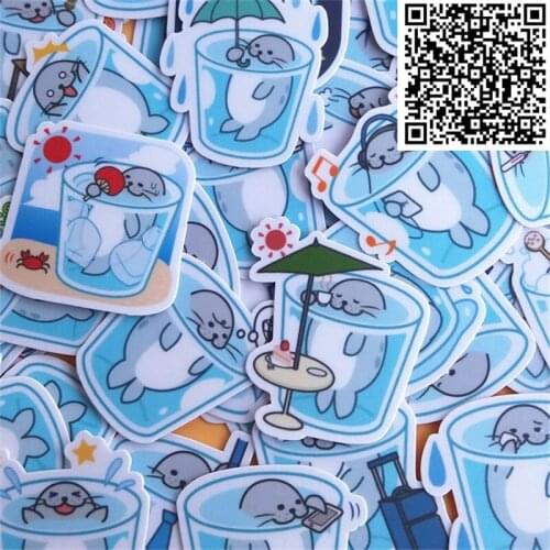 38 pcs Mini Tea Cups Small Poster Life Sticker For Skateboard Luggage Phone Styling Home Toy cartoon Waterproof Stickers