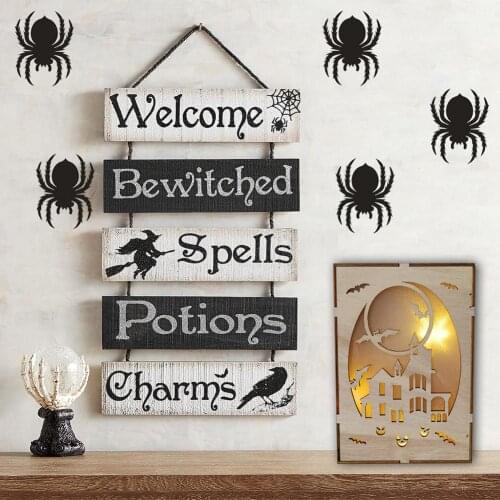 5pcs Halloween Spiders Wall Decorative Adhesive Non-Woven Felt Fake Spider Horror Halloween Decoration