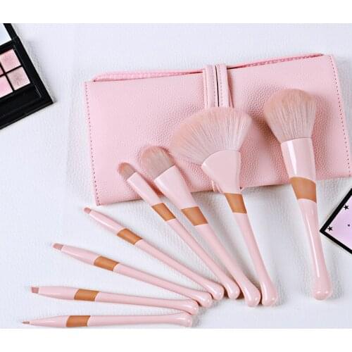8 Pcs/Set Complexion Profession Make up Brushes Fiber Wool Plastic Handle Loose Powder Eyeshadow Brush Lip Makeup Tools
