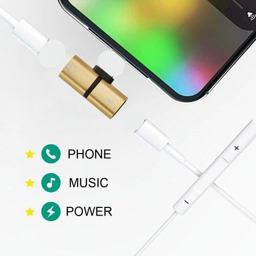 Adaptador de iluminación con doble clavija, cargador de Cable de Audio para auriculares, divisor, adaptador de auriculares para
