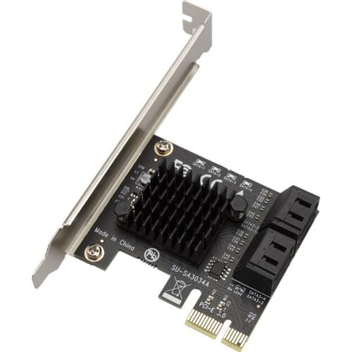 SATA PCIe Adapter 4 Ports SATA III to PCI Express 3.0 X1 Controller Expansion Card Compatible with PCI-E X4 X8 X16 other interfa