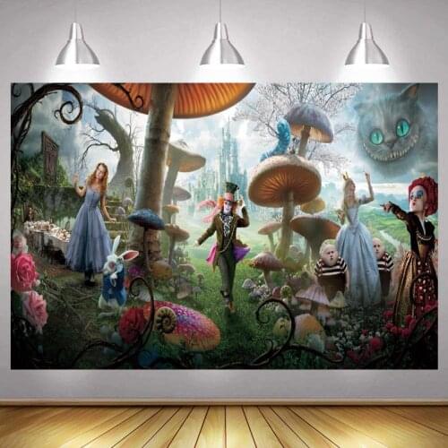 Alice in wonder Photo Backdrop Castle Girls Kids Happy Birthday Party Decoration Photography Backgrounds Banner