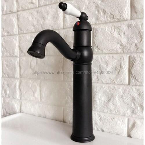 Oil Rubbed Bronze Swivel Spout Bathroom Kitchen Basin Sink Faucet Mixer Tap Single Handle Single Hole Deck Mounted Bnf369