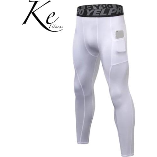 KE Mens fitness trousers with pockets PRO running training exercise stretch wicking and quick-drying tight trousers men