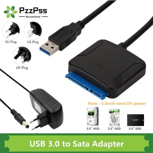 PzzPss USB 3.0 To SATA 3 Cable Sata To USB Adapter Convert Cables Support 2.5/3.5 Inch External SSD HDD Adapter Hard Drive