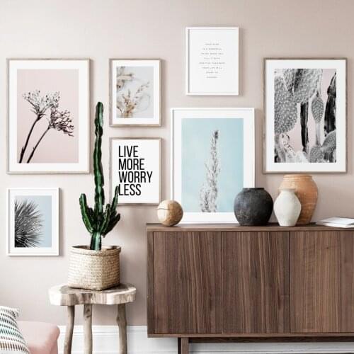 Cactus Flower Tropical Plant Leaf Quotes Nordic Posters And Prints Wall Art Canvas Painting Wall Pictures For Living Room Decor