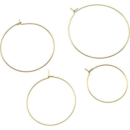 20pcs 15 20 40mm Gold Stainless Steel Circle Wire Hoops Earrings Loop Hooks Ear Hiphop for DIY Earring Jewelry Making Findings