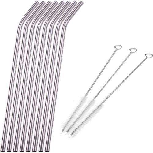 Reusable Metal Straw Pipette Suction Stainless Steel Drinking Straws Pipe Straight Bent Tube Events Party Bar Accessories