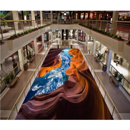Mural-3d PVC Wallpaper Self-adhesive Floor Wallpaper-3d The cliff was painted over the cliff Modern Floor painting