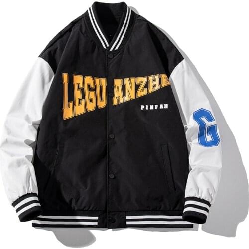 2021 New Arrival Brand Patchwork Single Breasted Appliques Bomber Jacket Men Embroidery Fashion Baseball Uniform Casual Coat