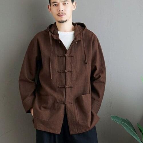 2021 Autumn New MenS Chinese Style Cotton Linen Coat Loose Kimono Cardigan Men Solid Color Linen Outerwear Jacket Coats 30442