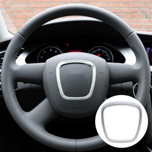 Trim Cover Sticker Chrome Steering Wheel Frame Replacement for Audi A3 8P S3 A4 B6 B7 B8 A5 A6 C6 Q7 Q5 Interior Accessories