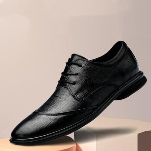 Genuine Leather Shoes New Mens Business Formal Wear All-Match Oxfords For Men Casual Black Brown Wedding Shoes Fashion Footwear