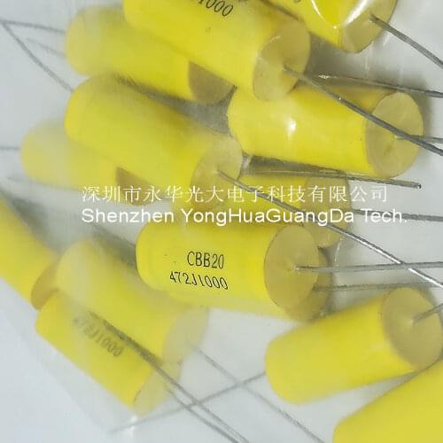 Axial capacitance 1000V 0.0047 J Size 20x9mm New CBB20 472J1000