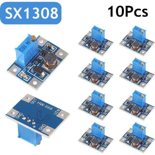 10Pcs SX1308 DC 2-24V to 2-28V 2A Voltage Regulator Step Up Boost Converter Power Supply Module for DIY Kit