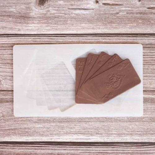 Straight Flush Poker Shape Chocolate Transfer Sheet Mould Cake Decorating Tools Silicone Mold Baking Stencil Chablon