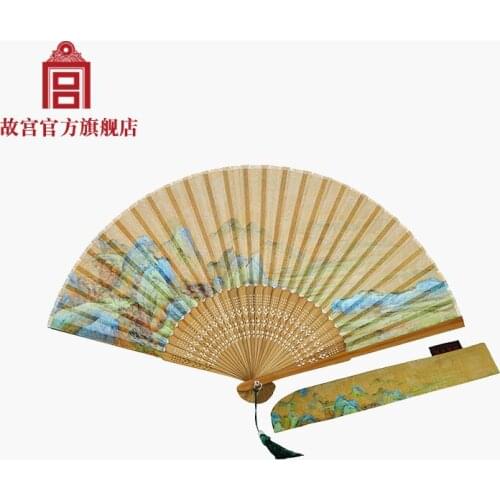 Thousand-Li Landscape Art Folding Fan Womens Mulberry Silk Fan Birthday Gift