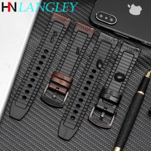 Fit for Samsung Galaxy Watch(46mm) Bands S3 Strap for TicWatch Pro 22mm Quick Release Genuine Leather Silicone Hybrid Watch Band