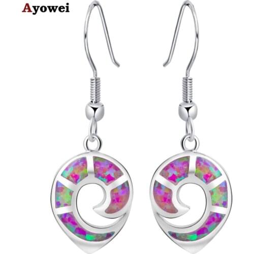 Silver Stamped earrings for women Special design Drop Earrings for women Purple Fire Opal Health Fashion Jewelry OE396A