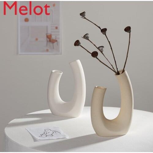 Nordic Dried Flower Vase White Ceramic Home Decoration Flower Arrangement Hydroponic B & B Cafe Studio Decoration
