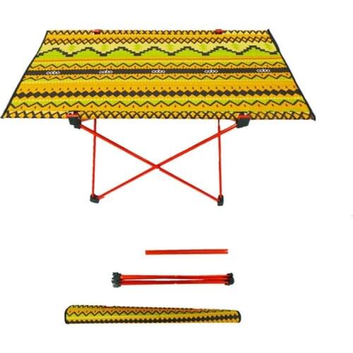 600D Indian pattern reinforced cloth tables Outdoor Adjustable Folding Table Portable Picnic Camping Fishing Hiking Tool