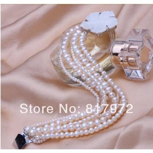 Top Real pearl Bead Natural pearl inlay Cute Flower highlight Fashion Multilayer Handmade Bracelet women Jewelry Freshwater