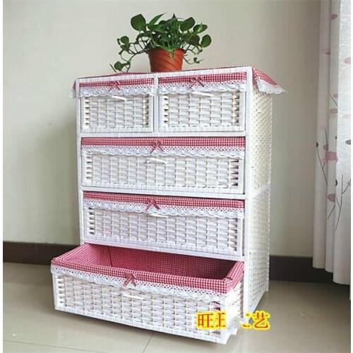 Thicken large rattan bedside cabinet baby cabinet baby wardrobe chest of drawers storage drawer storage cabinet