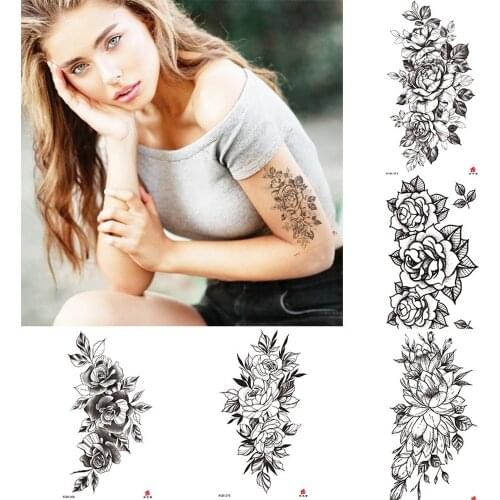 Waterproof Temporary Tatoo Sketchs Flower Tattoo Stickers Flash Fake Tattoos for Women Body Art Snake tatto Tatuajes Temporales