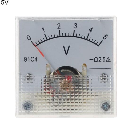 91C4 DC Voltmeter Analog Panel Voltage Meter Mechanical Pointer Type 3/5/10/15/20/30/50/100/150/250V Dropship