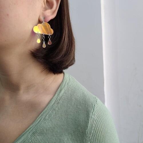 Y2k Change Color Clouds Tassel Earrings for Women Harajuku 90s Jewelry Aesthetic Water Drop Acrylic Dangle Earrings Fashion New