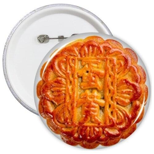 Egg Yolk Moon Cake Mid-Autumn Festival Round Pins Badge Button Clothing Decoration Gift 5pcs