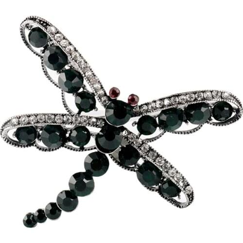 Fashion Dragonfly Rhinestone Brooches For Women 2020 Vintage Crystal Dragonfly Brooch Pins Insect Animal Jewelry Dropshipping