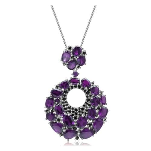 GEMS BALLET Natural Amethyst Romantic Purple Gemstone Pendants Necklace For Women New 925 Sterling Sliver Pendant Fine Jewelry