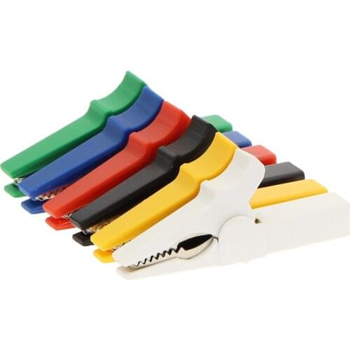 6PCS 6 color 32A 1000V 55MM alligator clip safety test clip, suitable for 4mm copper banana plug with cover
